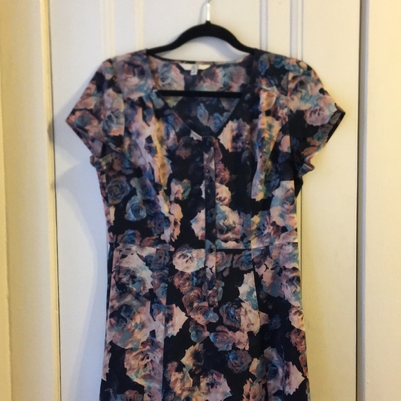 Jack- navy and pastel floral print midi dress - Picture 2 of 5